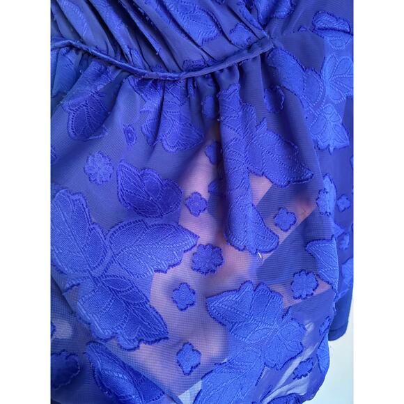 Sunday in Brooklyn Anthropologie Blouse Floral Blue Large - Picture 9 of 11